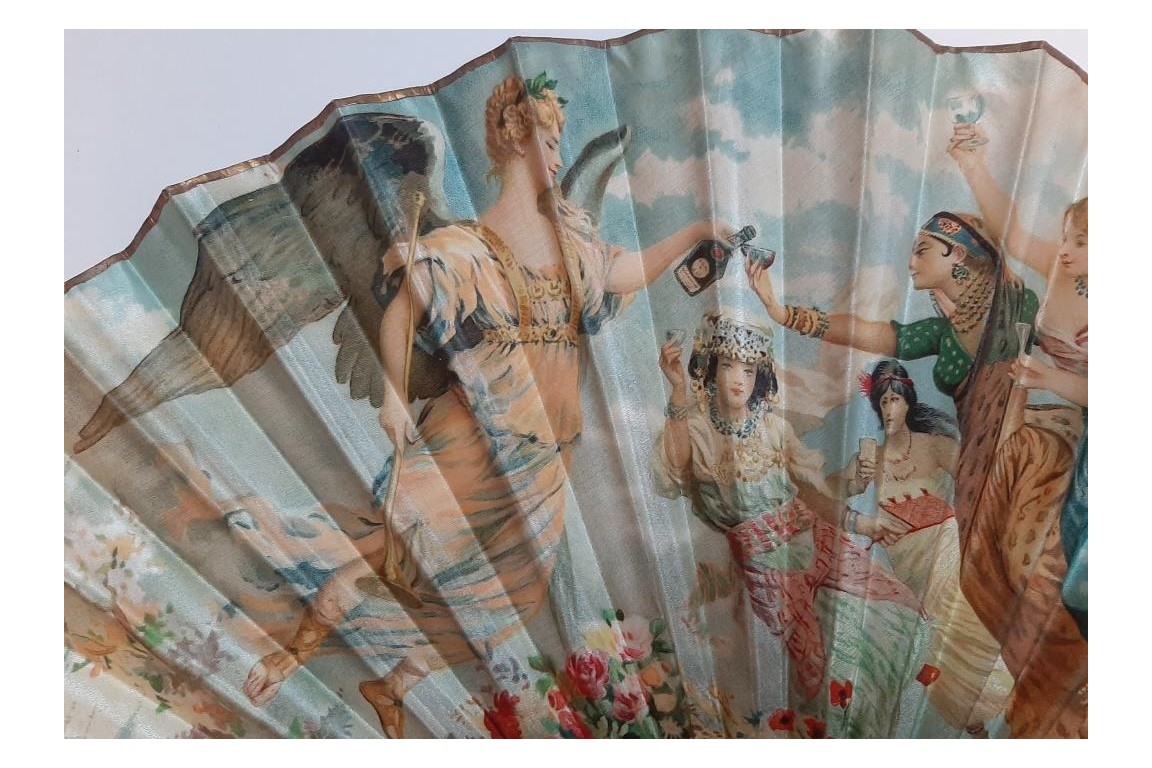 Les femmes de la Bénédictine, éventail publicitaire d'après Maurice Leloir vers 1913