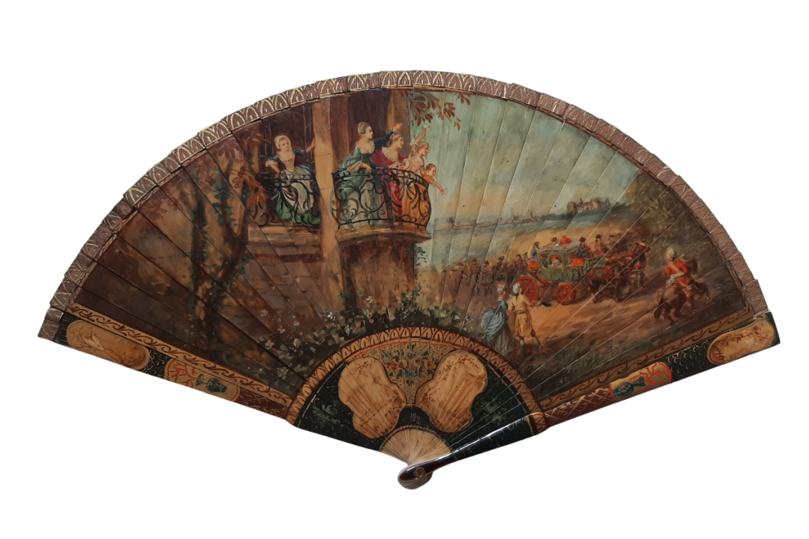 Dames de qualité saluant le roi, éventail d'après Maurice Leloir, début XXème siècle