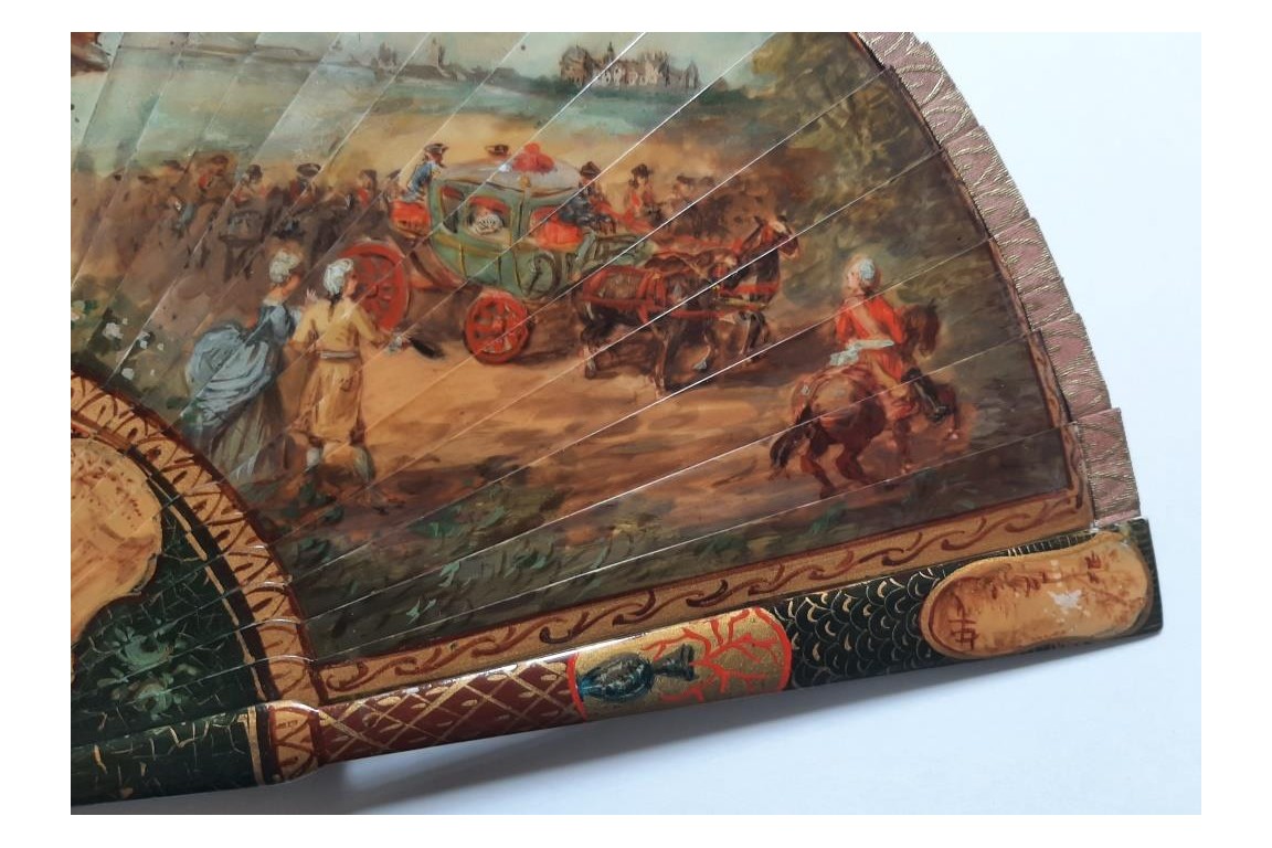 Dames de qualité saluant le roi, éventail d'après Maurice Leloir, début XXème siècle