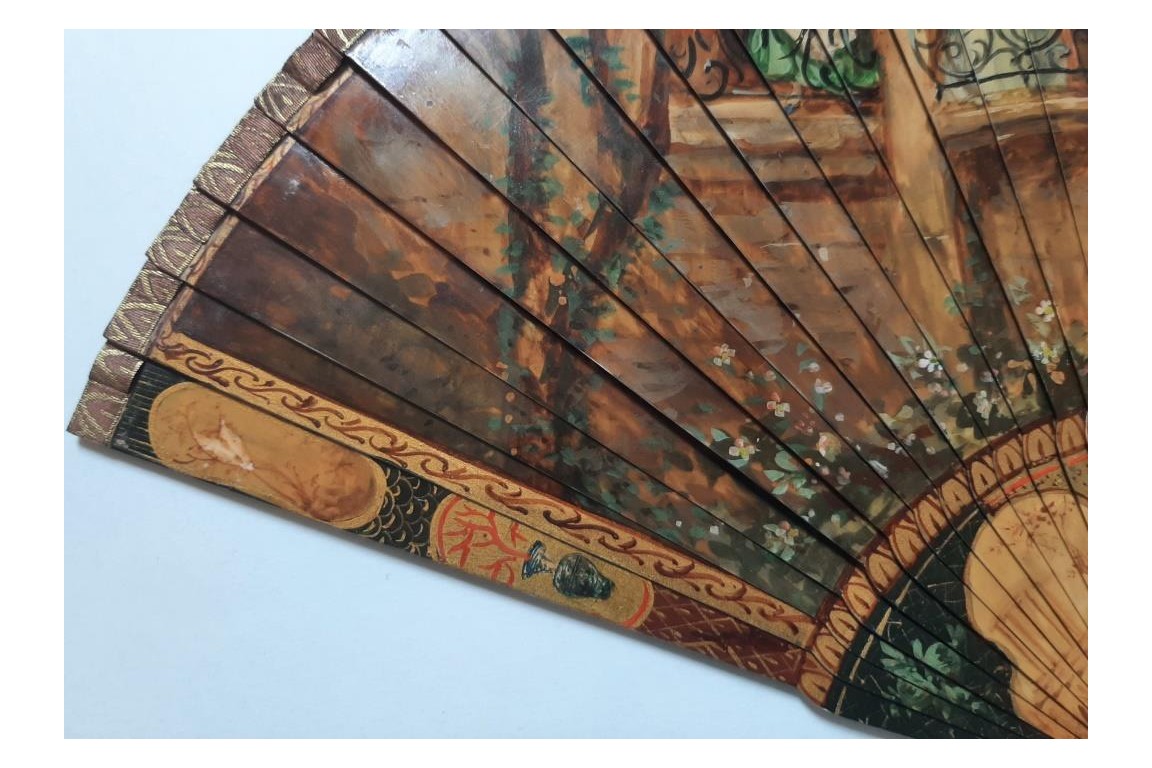 Dames de qualité saluant le roi, éventail d'après Maurice Leloir, début XXème siècle