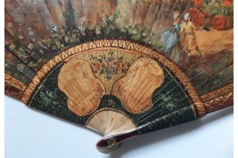 Dames de qualité saluant le roi, éventail d'après Maurice Leloir, début XXème siècle