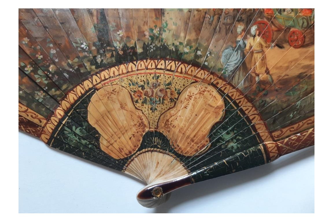 Dames de qualité saluant le roi, éventail d'après Maurice Leloir, début XXème siècle