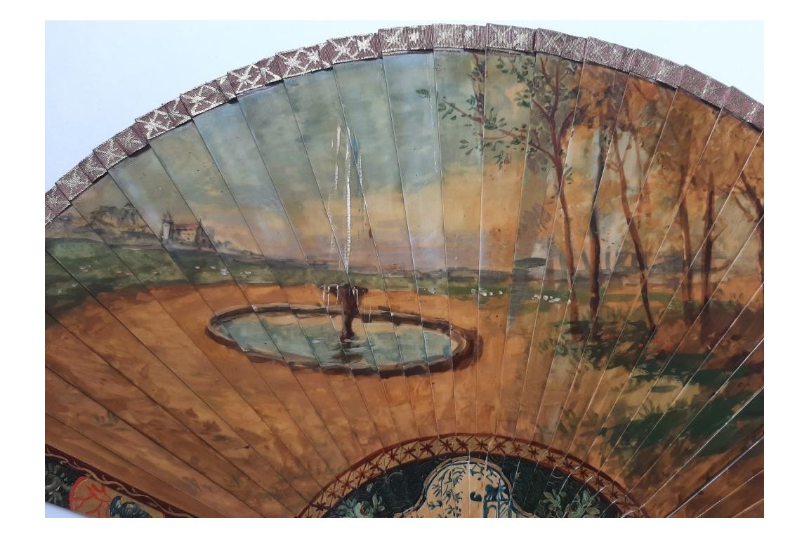 Dames de qualité saluant le roi, éventail d'après Maurice Leloir, début XXème siècle