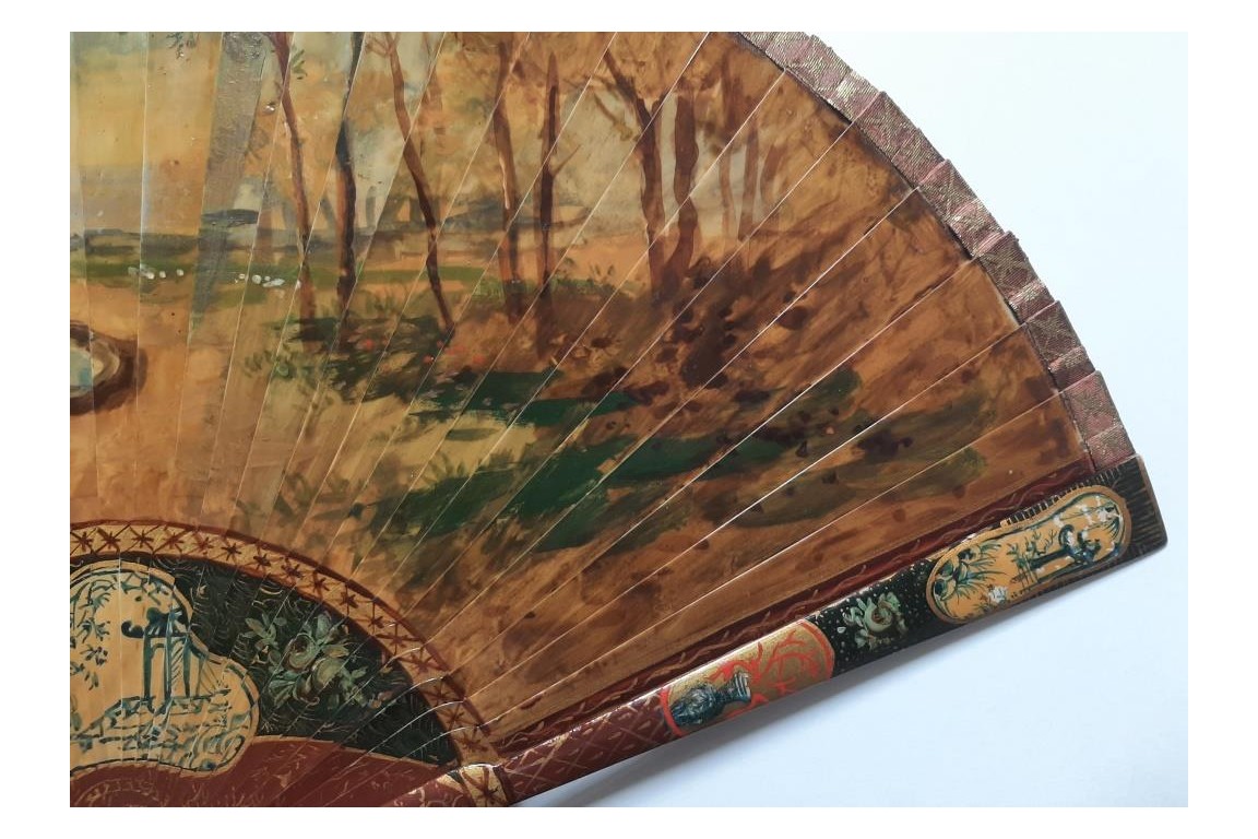 Dames de qualité saluant le roi, éventail d'après Maurice Leloir, début XXème siècle