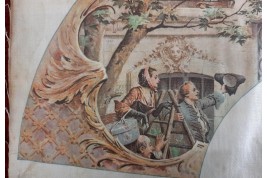 Dames de qualité saluant le roi, éventail d'après Maurice Leloir, début XXème siècle