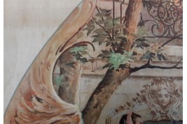 Dames de qualité saluant le roi, éventail d'après Maurice Leloir, début XXème siècle