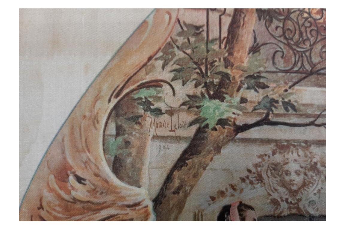 Dames de qualité saluant le roi, éventail d'après Maurice Leloir, début XXème siècle