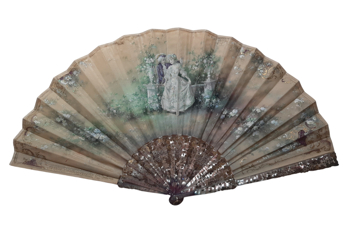 Lovers, fan by Méry, circa 1900