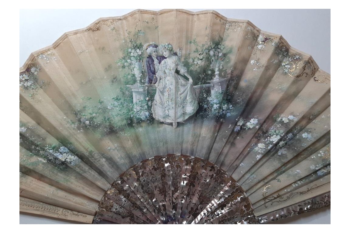 Lovers, fan by Méry, circa 1900