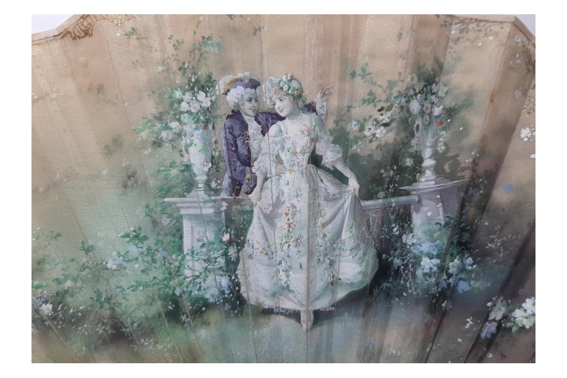 Les amoureux, éventail de Méry vers 1900