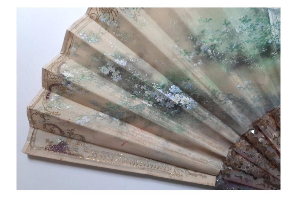 Lovers, fan by Méry, circa 1900