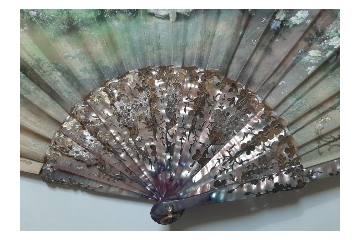 Lovers, fan by Méry, circa 1900
