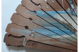 Élégante en bord de mer, éventail fin XIXème