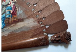 Élégante en bord de mer, éventail fin XIXème