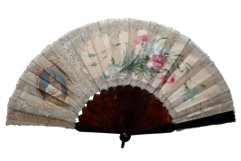 Beauty  with carnations,  Second Empire period fan