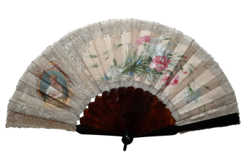 Beauty  with carnations,  Second Empire period fan