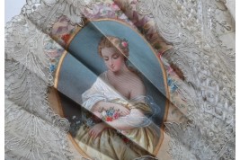 Beauty  with carnations,  Second Empire period fan