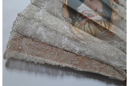 Belle aux oeillets, éventail d'époque Second Empire