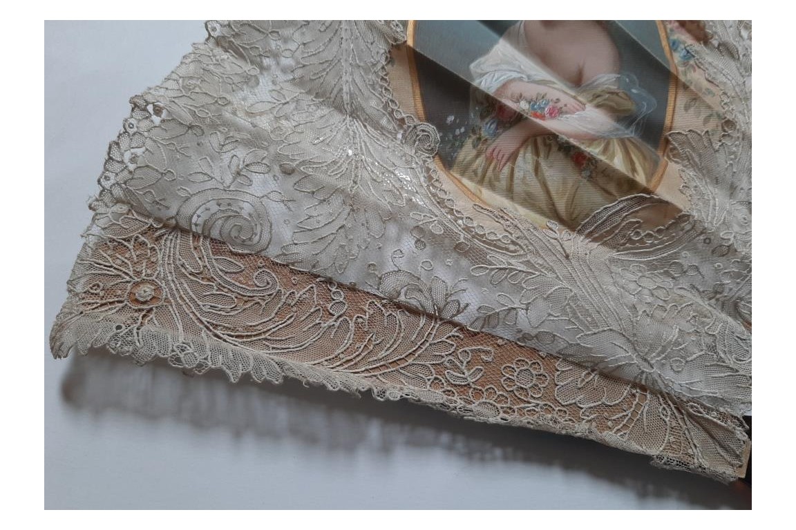 Beauty  with carnations,  Second Empire period fan