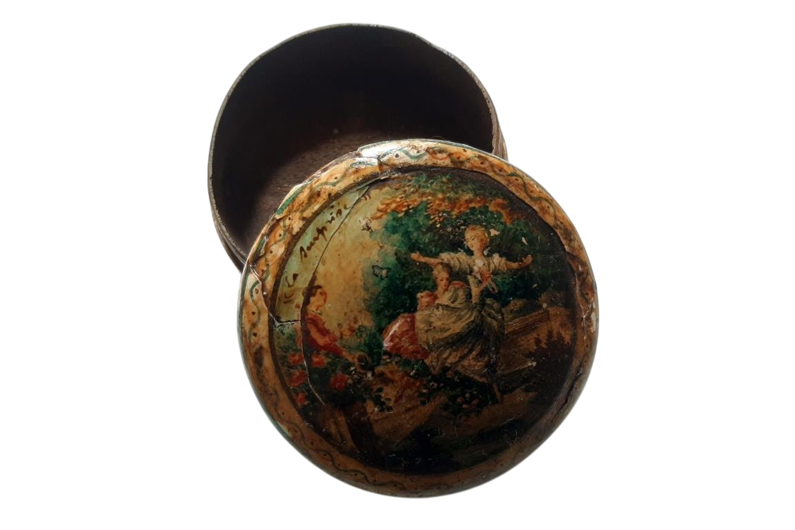 La surprise d'amour, boîte en bergamote d'après Fragonard. Fin XVIIIème siècle