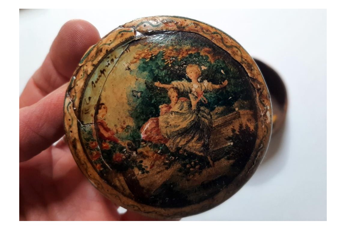 La surprise d'amour, boîte en bergamote d'après Fragonard. Fin XVIIIème siècle