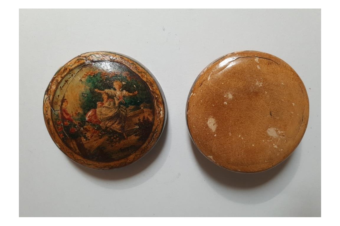 La surprise d'amour, boîte en bergamote d'après Fragonard. Fin XVIIIème siècle