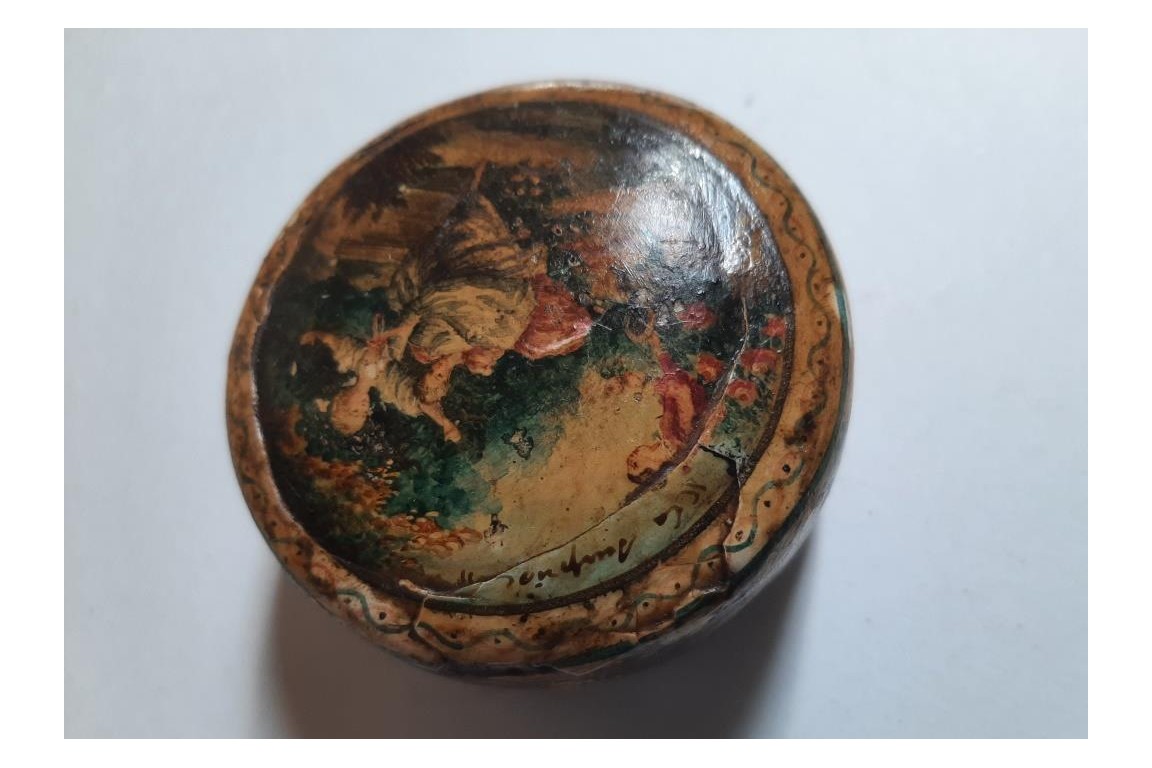 La surprise d'amour, boîte en bergamote d'après Fragonard. Fin XVIIIème siècle