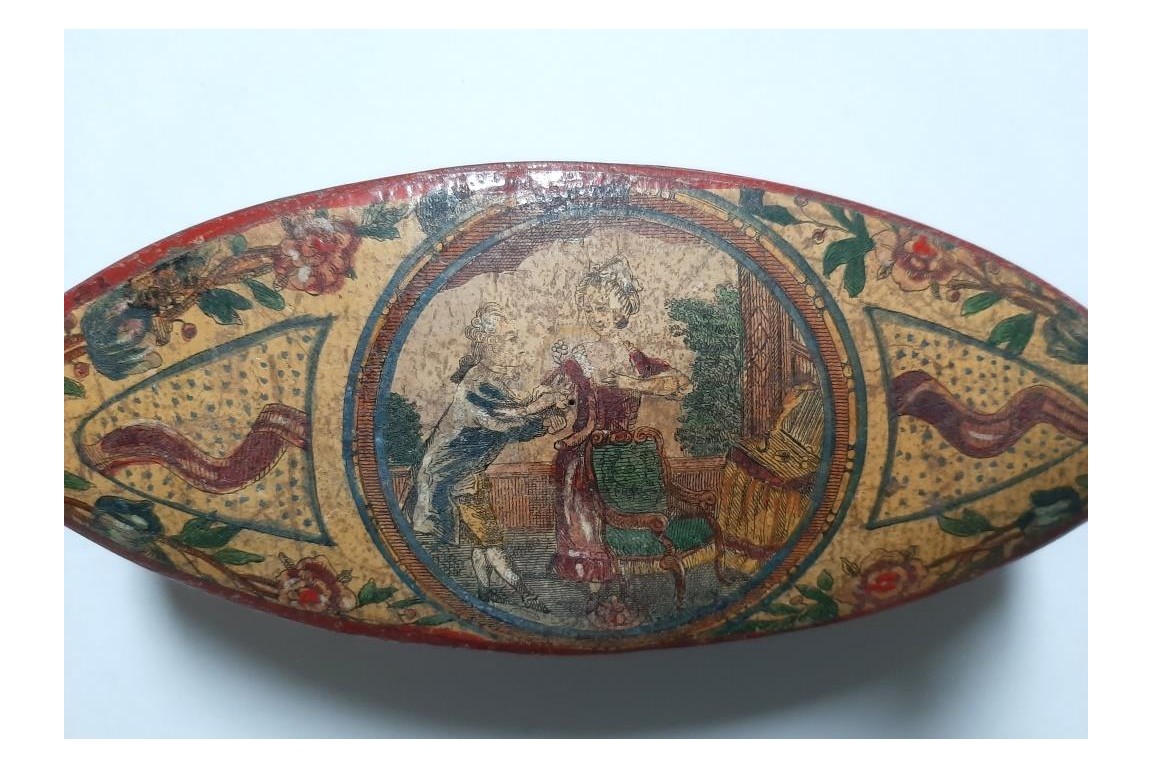 Woman at her toilette, arte povera box, 18th century
