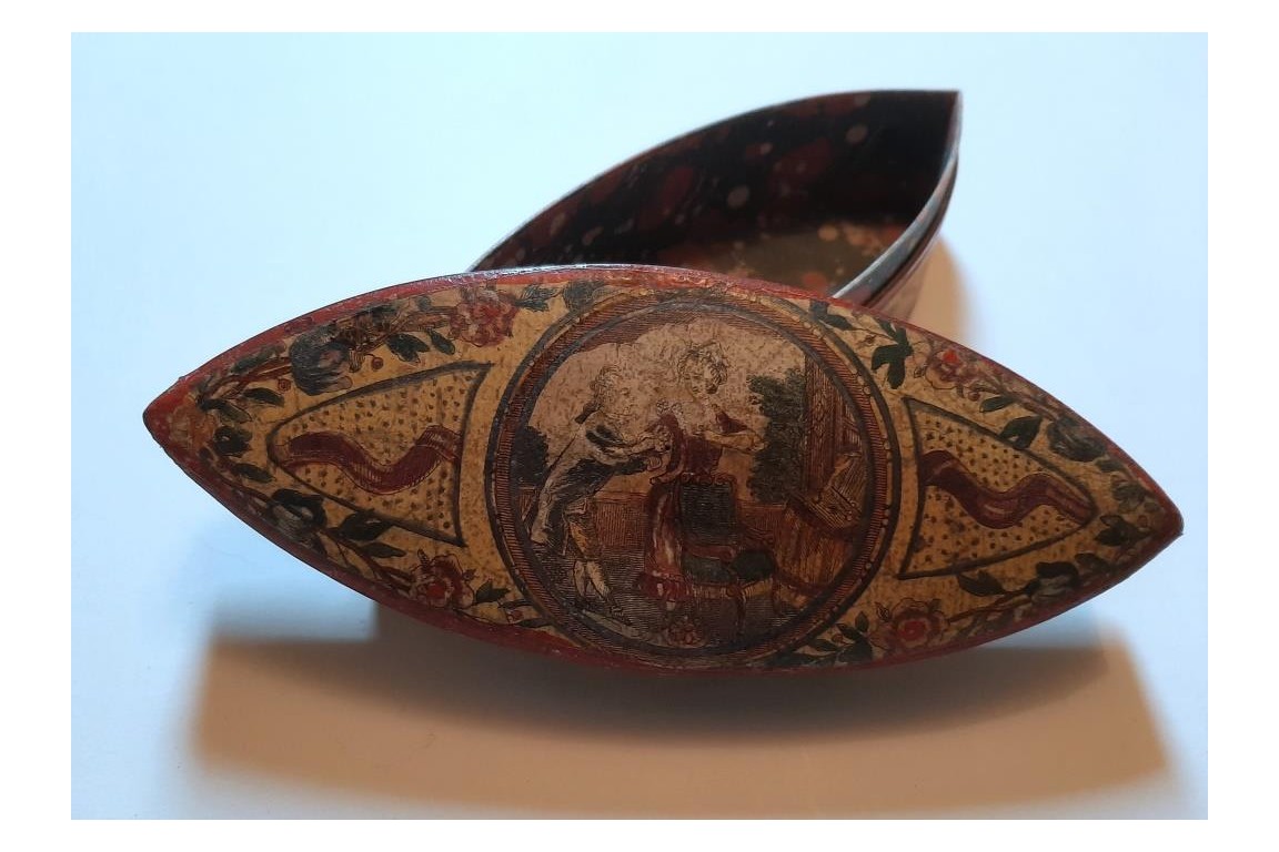 Woman at her toilette, arte povera box, 18th century