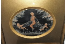 Nude nymph. Wax by Joe Descomps, Art Nouveau period