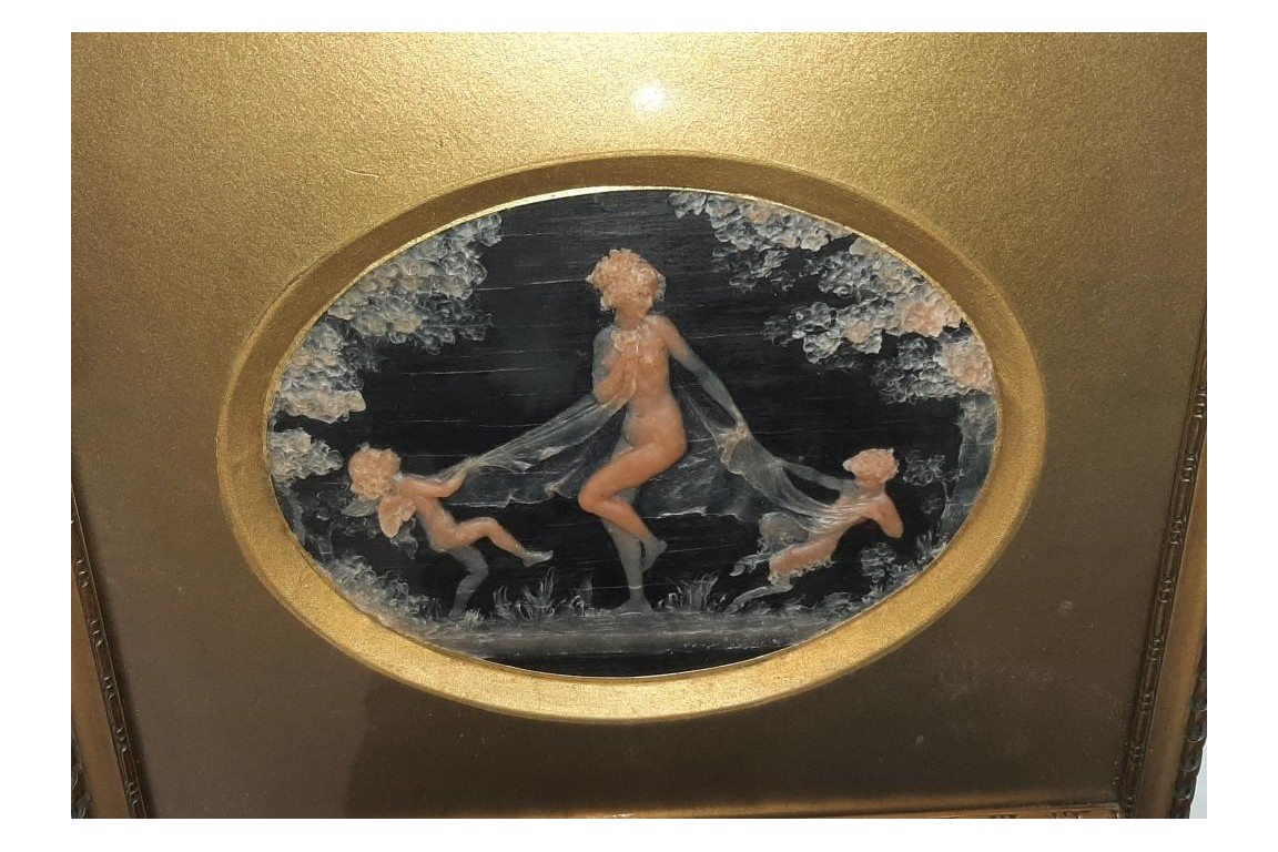 Nude nymph. Wax by Joe Descomps, Art Nouveau period