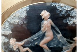 Nude nymph. Wax by Joe Descomps, Art Nouveau period