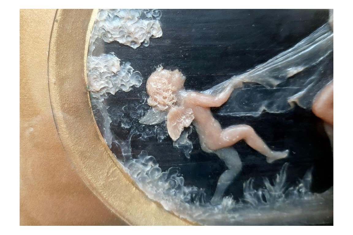 Nude nymph. Wax by Joe Descomps, Art Nouveau period