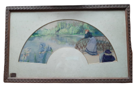 Woman's reverie, fan design by Meunié, period Belle Époque