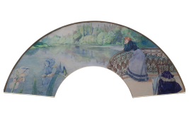 Woman's reverie, fan design by Meunié, period Belle Époque