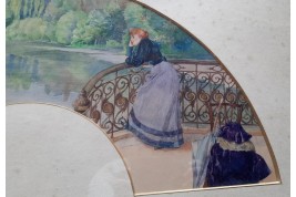 Rêverie de femme, projet d'éventail de Meunié, Belle Époque