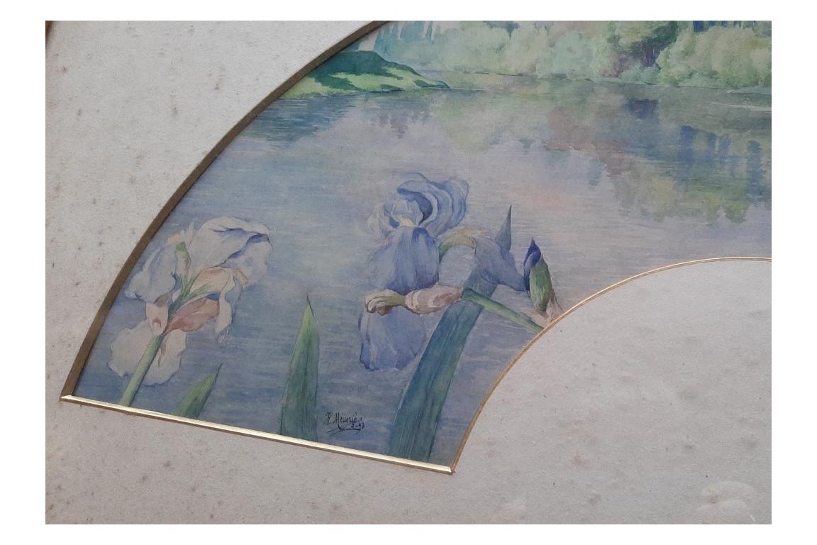 Woman's reverie, fan design by Meunié, period Belle Époque