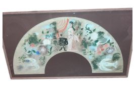 Jeune femme aux colombes, feuille d'éventail d'Emilio Grau Sala, 1936