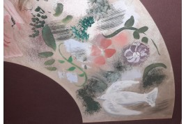 Jeune femme aux colombes, feuille d'éventail d'Emilio Grau Sala, 1936