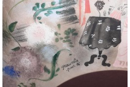 Jeune femme aux colombes, feuille d'éventail d'Emilio Grau Sala, 1936