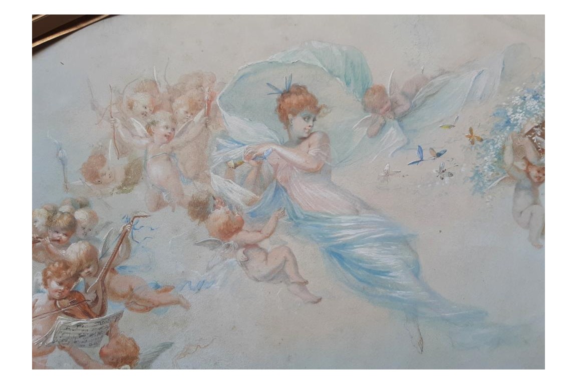 Nymph of the Lovers, fan leaf, Belle Époque period