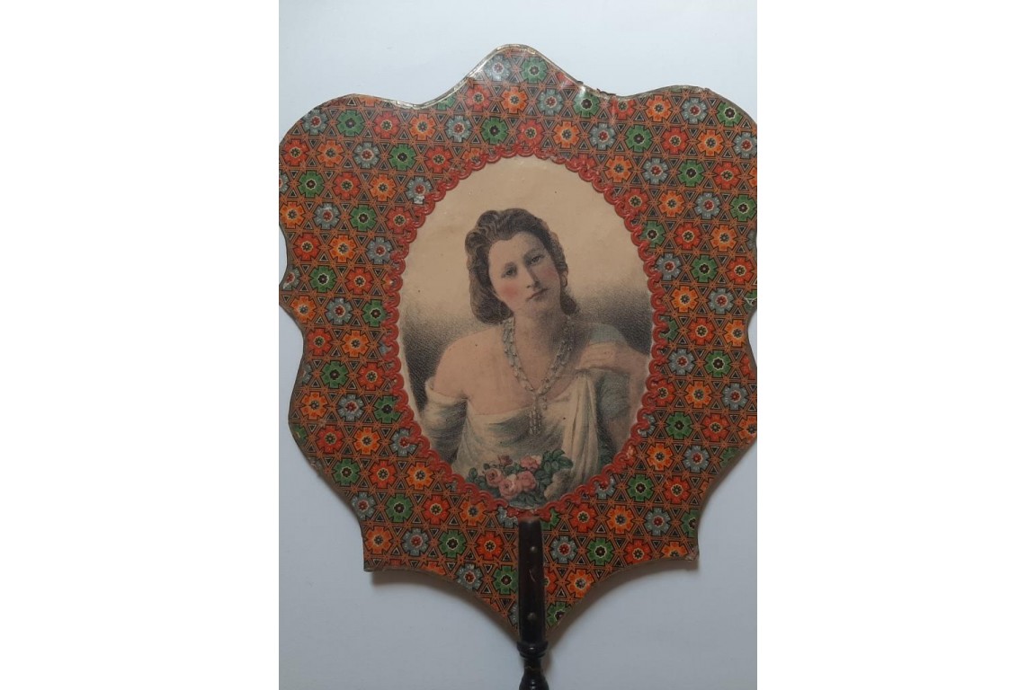 Portrait of a Beauty, fixed fan circa 1860