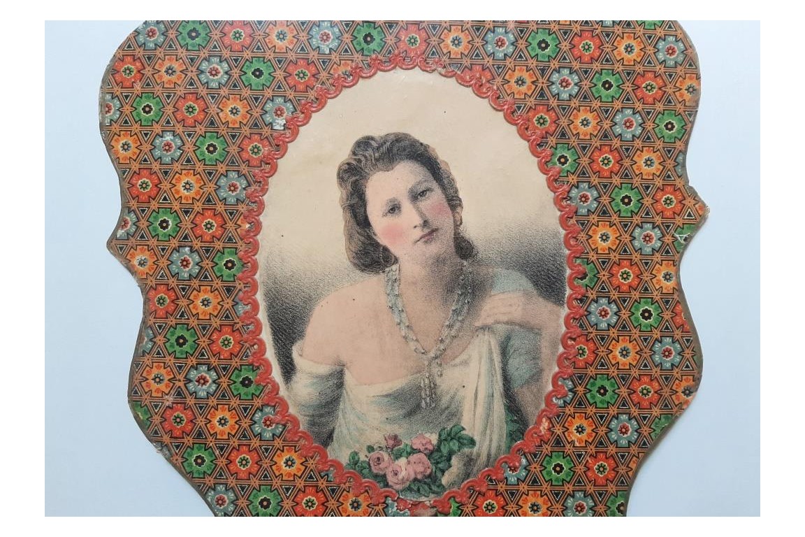 Portrait of a Beauty, fixed fan circa 1860