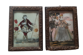 Woman and man, dressed silhouettes, 18th century