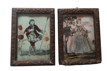 Femme et homme de papier. Silhouettes habillées, XVIIIème siècle