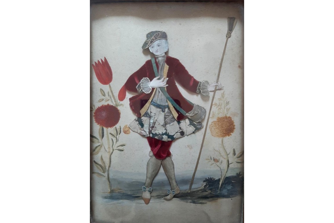 Woman and man, dressed silhouettes, 18th century