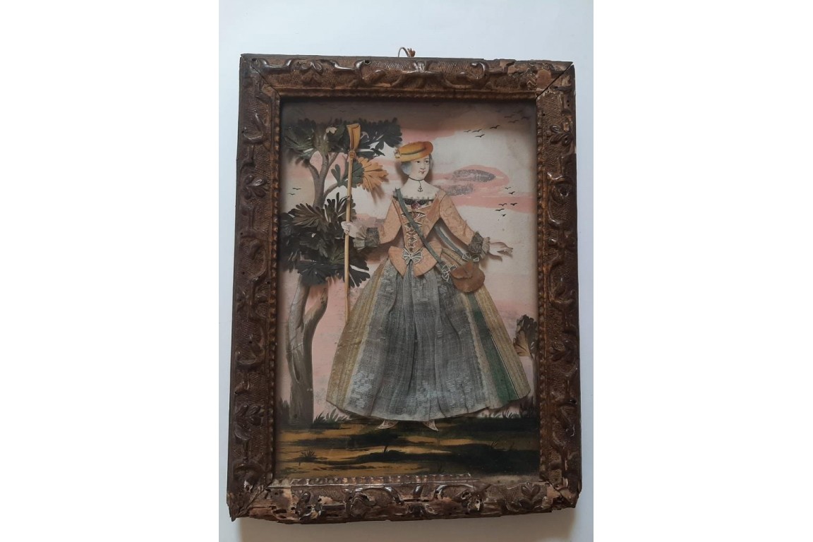 Woman and man, dressed silhouettes, 18th century