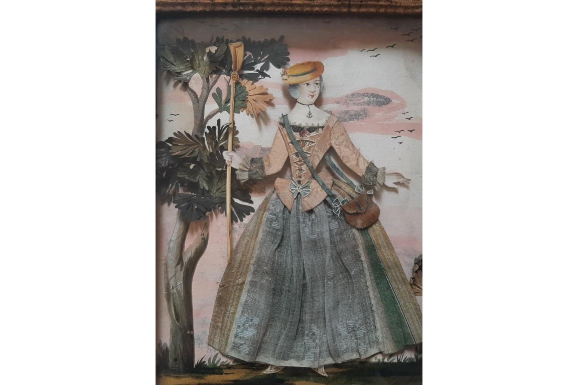 Woman and man, dressed silhouettes, 18th century