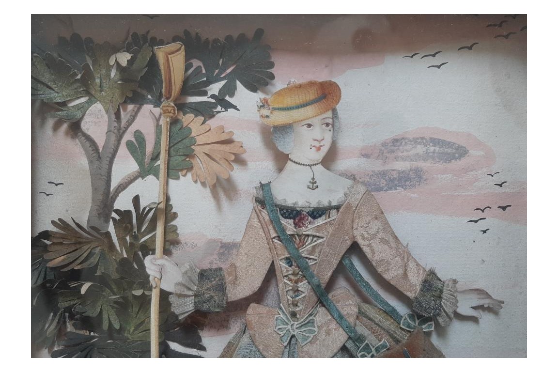 Woman and man, dressed silhouettes, 18th century