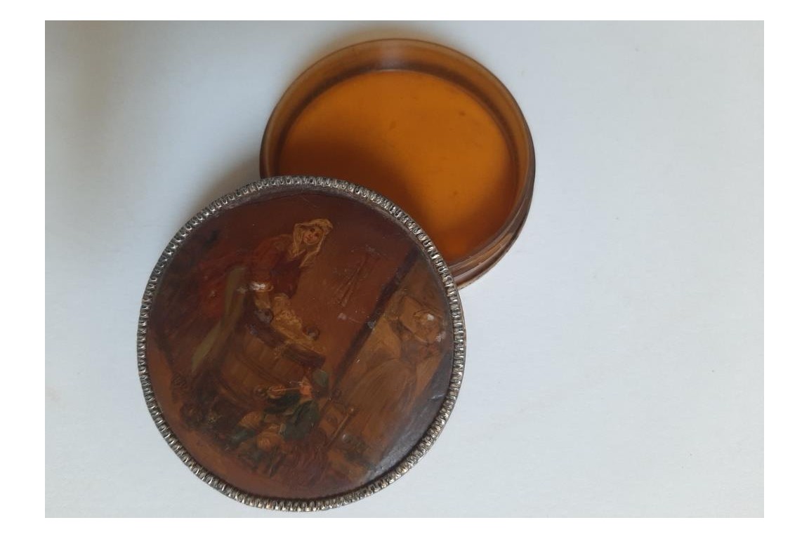 Une petite femme s'occupant à savonner, d'après Chardin., boîte XIXème siècle